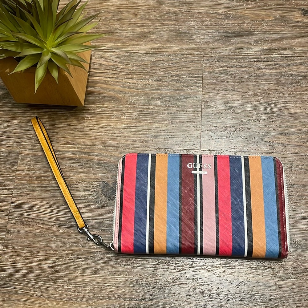Large striped Guess wallet